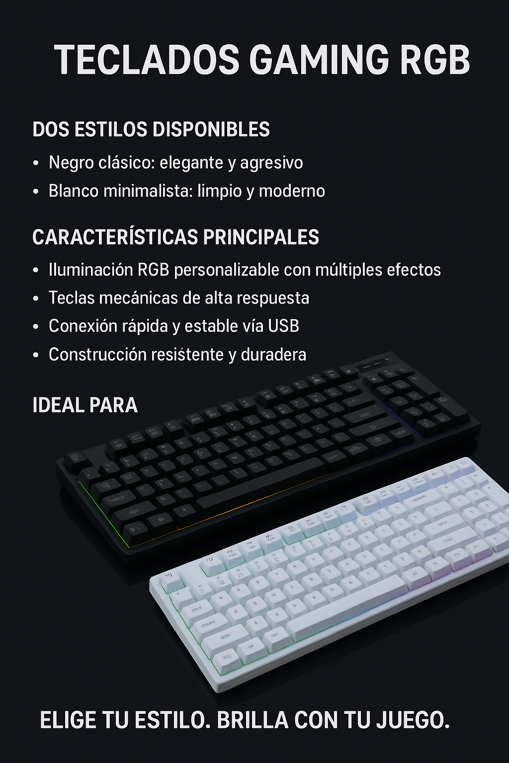 Teclado RGB BLANCO Y NEGRO